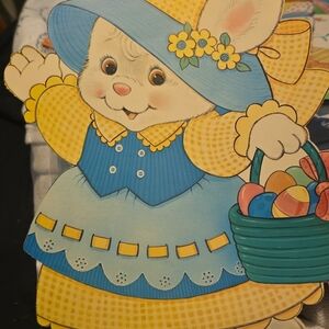 Set Of Four Vintage Easter Die-Cut Wall Decor - Blue & Yellow